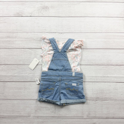 7 For All Mankind Baby Overall Shorts Set Shortalls 2PC Outfit NWT 12-18 Months