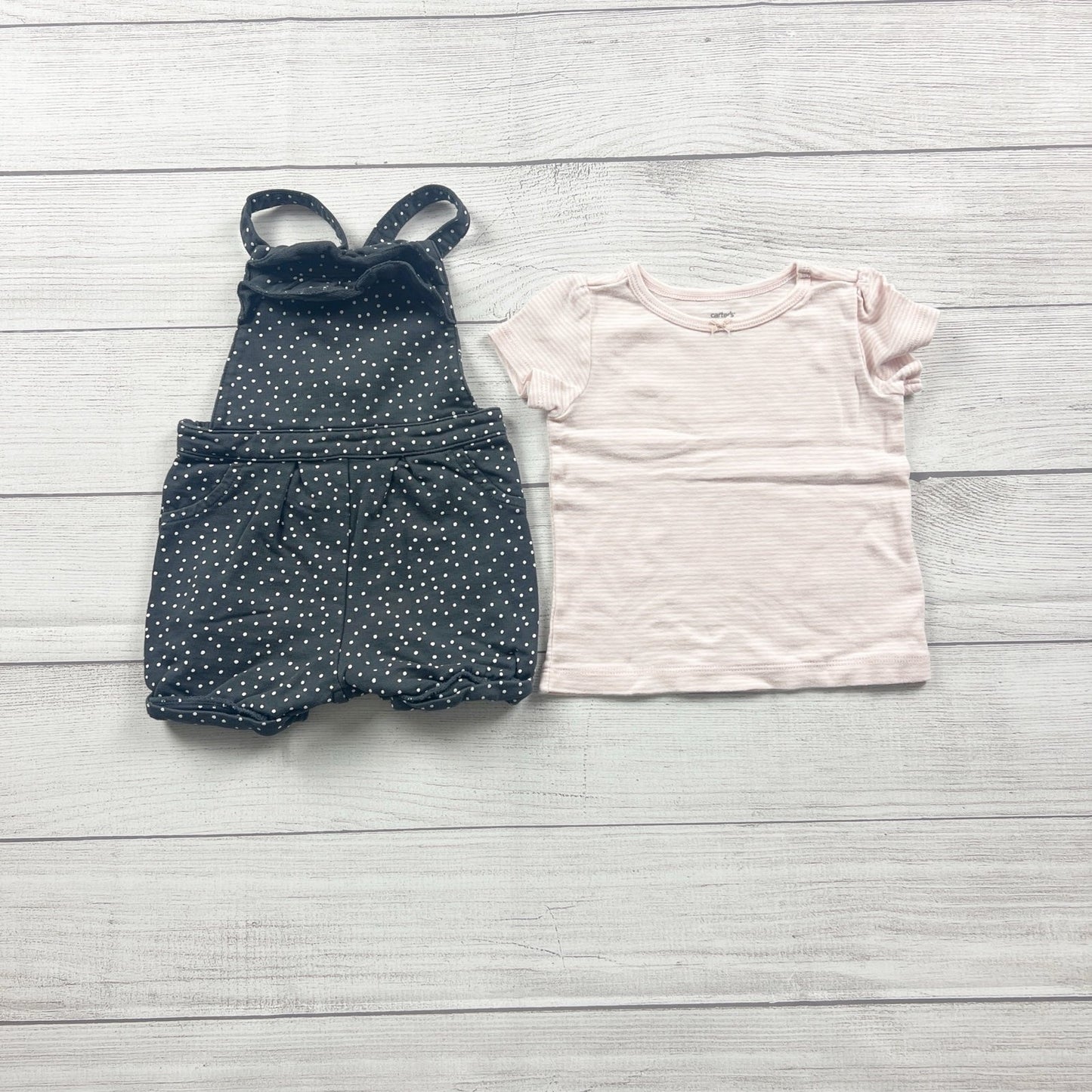 Carter’s Baby Girl Overalls Shorts Bubble Polka Dot Shortalls Set 12 Months