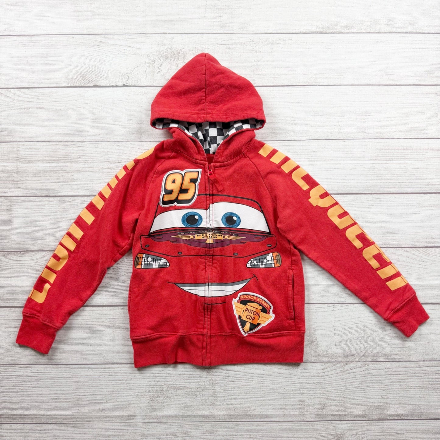 Disney Pixar Cars Lightning McQueen Red Hooded Sweatshirt Jacket Kids 4