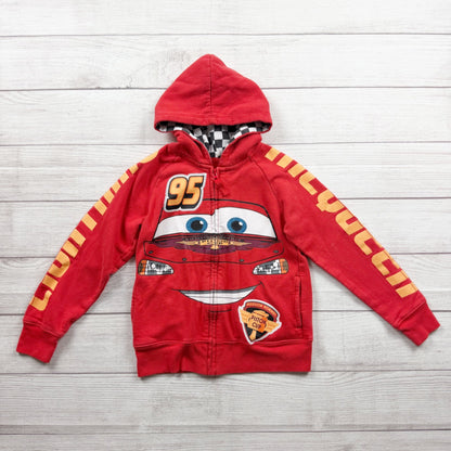 Disney Pixar Cars Lightning McQueen Red Hooded Sweatshirt Jacket Kids 4