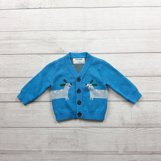 Old Navy Baby Dog Cardigan Sweater Blue Buttons Cotton Knit Design 3-6 Months