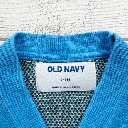 Old Navy Baby Dog Cardigan Sweater Blue Buttons Cotton Knit Design 3-6 Months