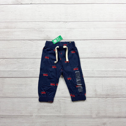 Baby Gap Fire Truck Print Organic Cotton Jogger Pants Navy NWT 3-6 Months