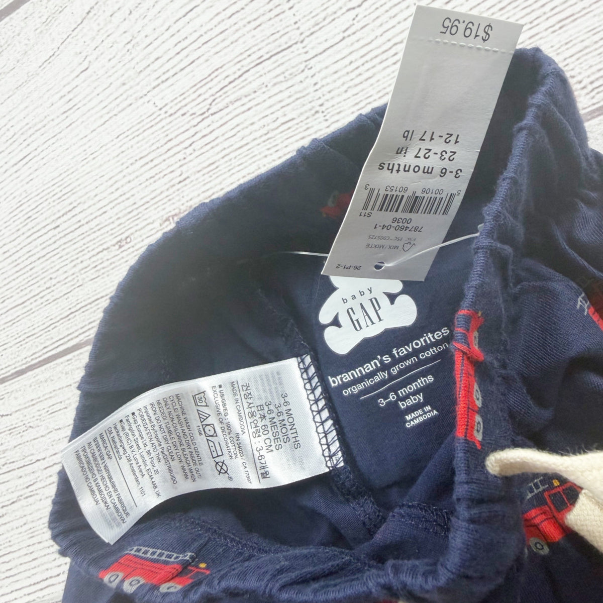 Baby Gap Fire Truck Print Organic Cotton Jogger Pants Navy NWT 3-6 Months