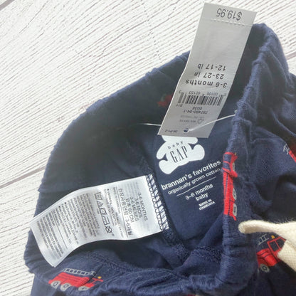 Baby Gap Fire Truck Print Organic Cotton Jogger Pants Navy NWT 3-6 Months