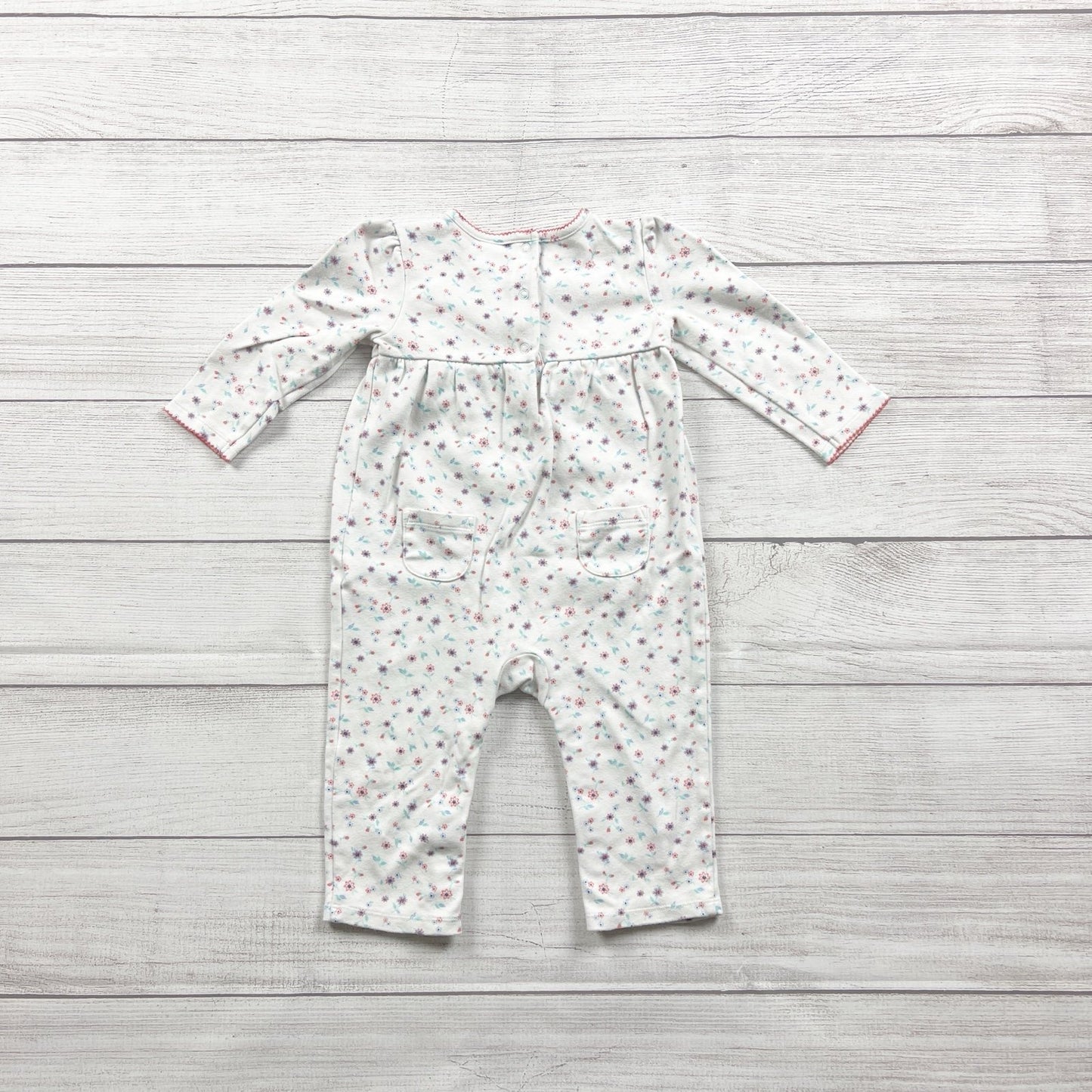 Janie and Jack Baby Girl Floral Jumpsuit One Piece Romper 12-18 Months