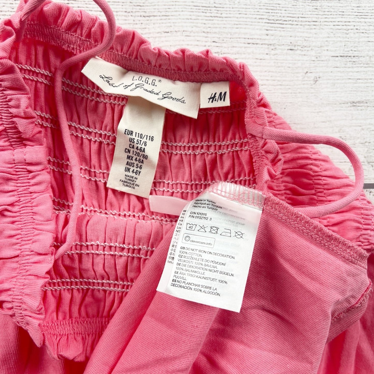 H&M Girls Dress Pink Smocked Sundress Spaghetti Strap Summer Dress 5T-6