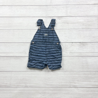 OshKosh B’gosh Shortalls Toddler Striped Short Overall Cargo Pockets 9-12 Months
