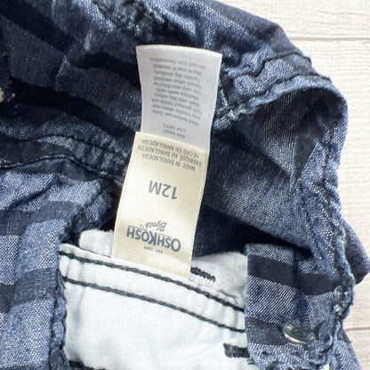 OshKosh B’gosh Shortalls Toddler Striped Short Overall Cargo Pockets 9-12 Months