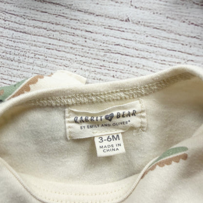 Rabbit + Bear Baby Outfit Alligator Print Bodysuit Green Overalls Hat 3-6 Months