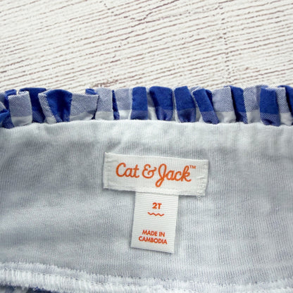 Cat & Jack Girls Blue Gingham Skirt Lace Detail Lightweight Design NWT 2T