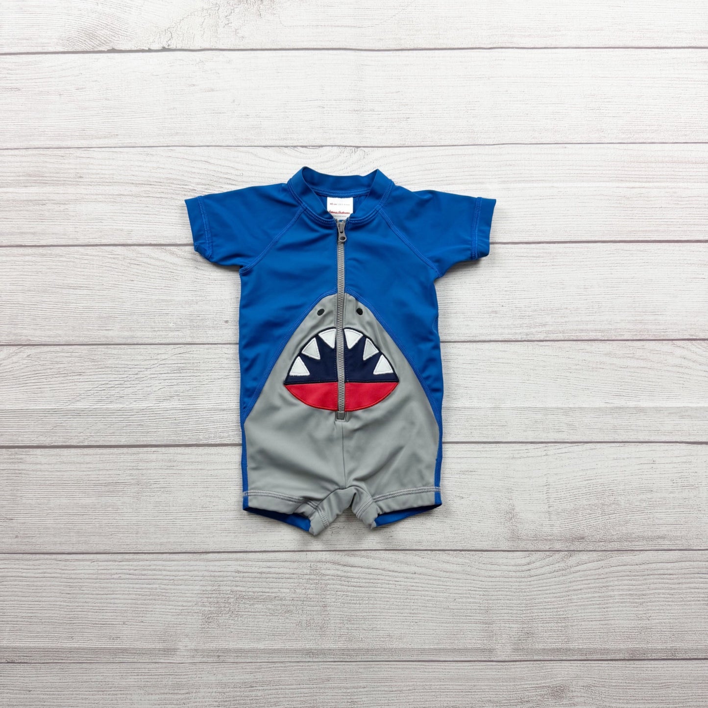 Hanna Andersson Infant Shark One Piece Swimsuit Front Zip 3-6 Months