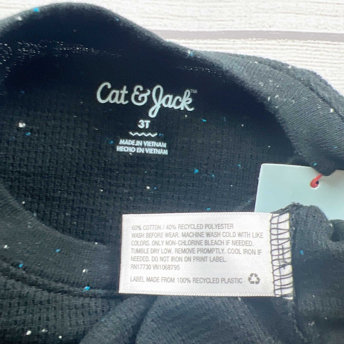Cat & Jack Toddler Long Sleeve Tee Black Speckled Waffle Knit Shirt NWT 3T