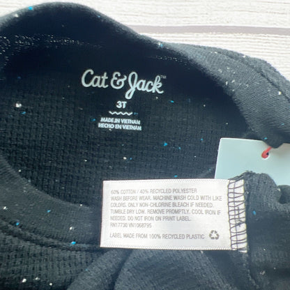 Cat & Jack Toddler Long Sleeve Tee Black Speckled Waffle Knit Shirt NWT 3T