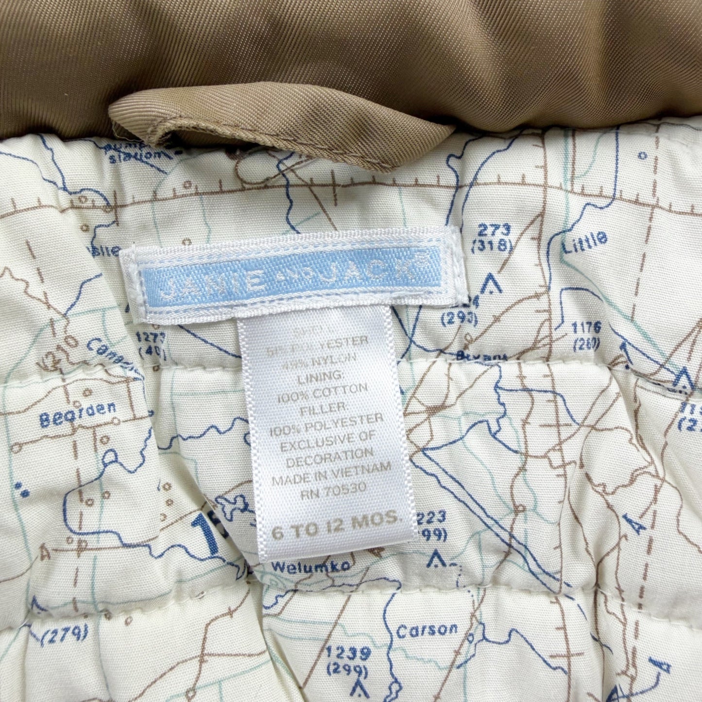 Vintage Janie and Jack Baby Hooded Jacket Bomber Coat Map Lining 6-12 Months