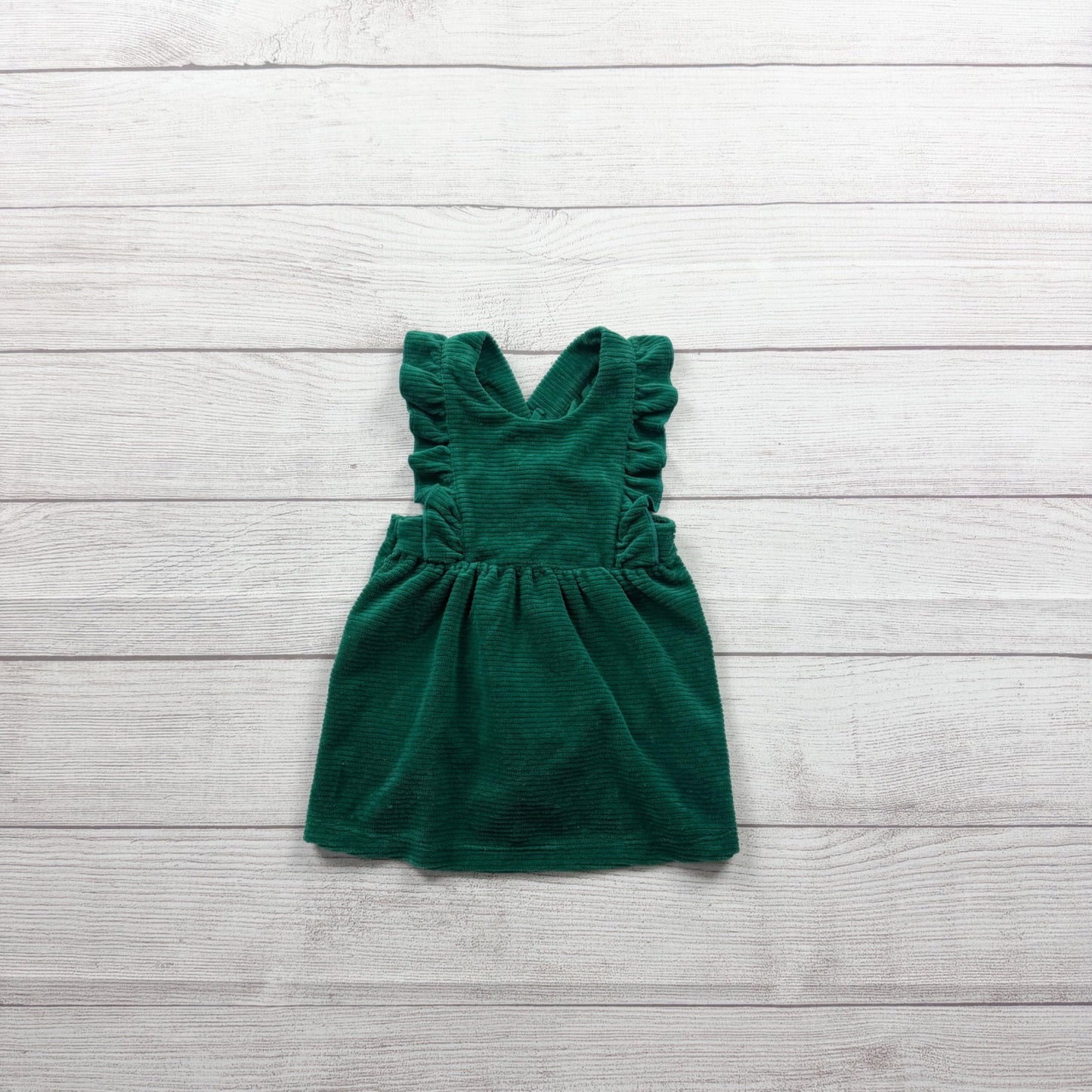 Green Baby Girl Corduroy Ruffled Sleeveless Dress 0-3 Months