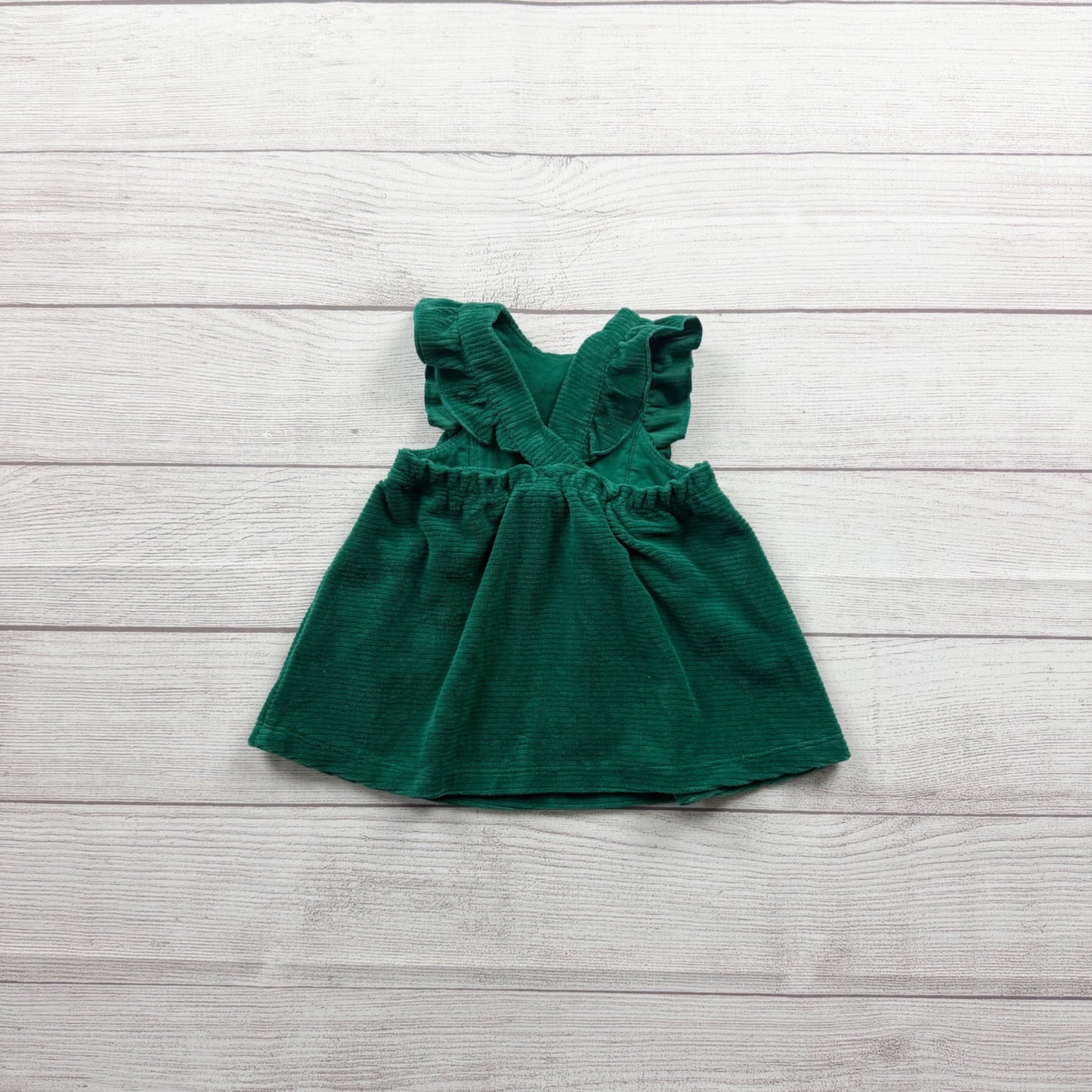 Green Baby Girl Corduroy Ruffled Sleeveless Dress 0-3 Months