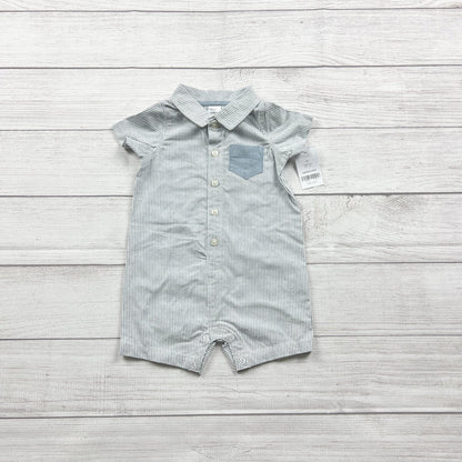 Carter's Baby Boys Striped Romper Short Sleeve Button Up NWT 6-9 Months
