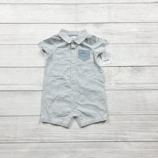 Carter's Baby Boys Striped Romper Short Sleeve Button Up NWT 6-9 Months