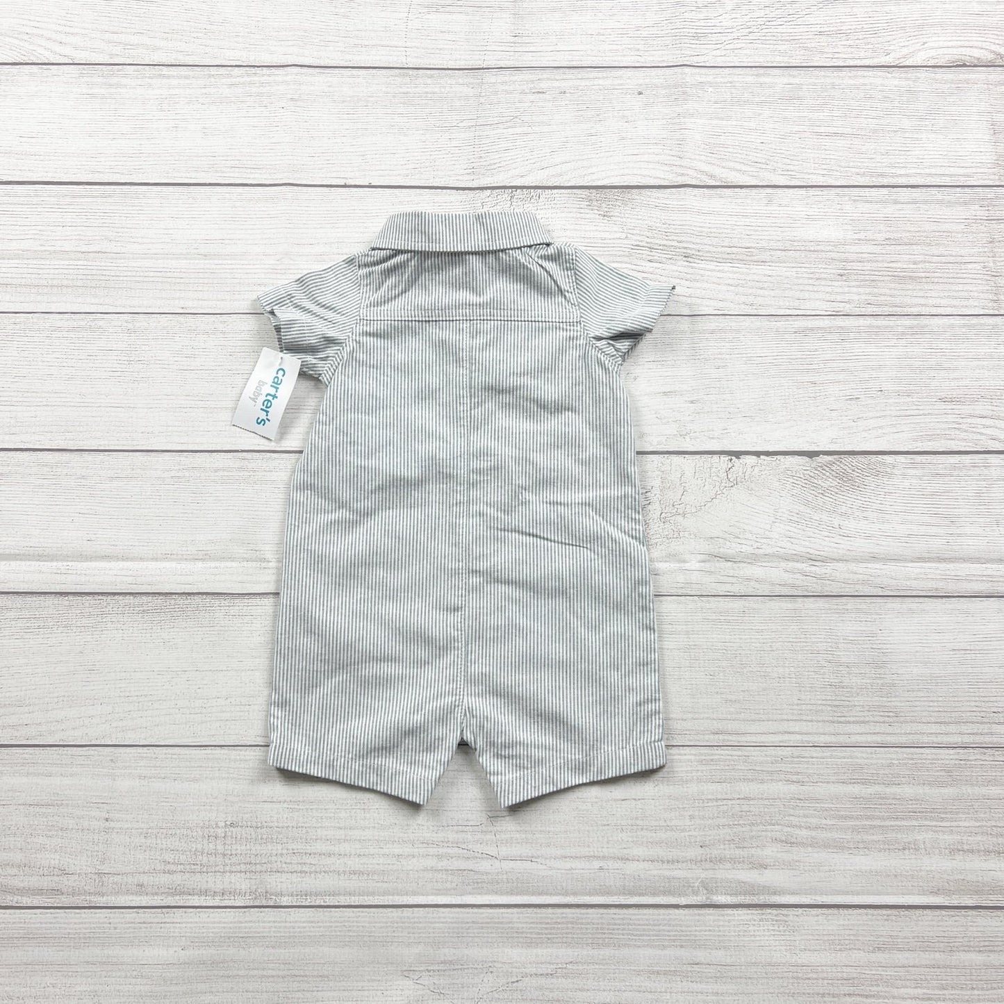 Carter's Baby Boys Striped Romper Short Sleeve Button Up NWT 6-9 Months