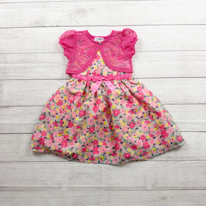 Blueberi Boulevard Pink Floral Dress Lace Bolero Bow Detail Sleeveless Girls 2T