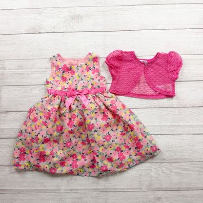 Blueberi Boulevard Pink Floral Dress Lace Bolero Bow Detail Sleeveless Girls 2T