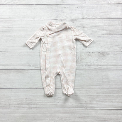 Ralph Lauren Baby Girls Houndstooth Footed Romper Snap Pink White 0-3 Months