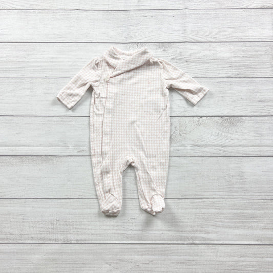 Ralph Lauren Baby Girls Houndstooth Footed Romper Snap Pink White 0-3 Months