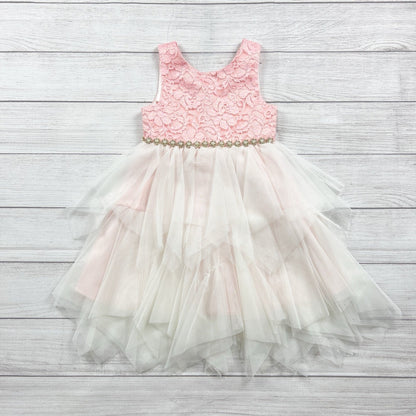 American Princess Girls Pink Floral Lace Tulle Party Dress 6