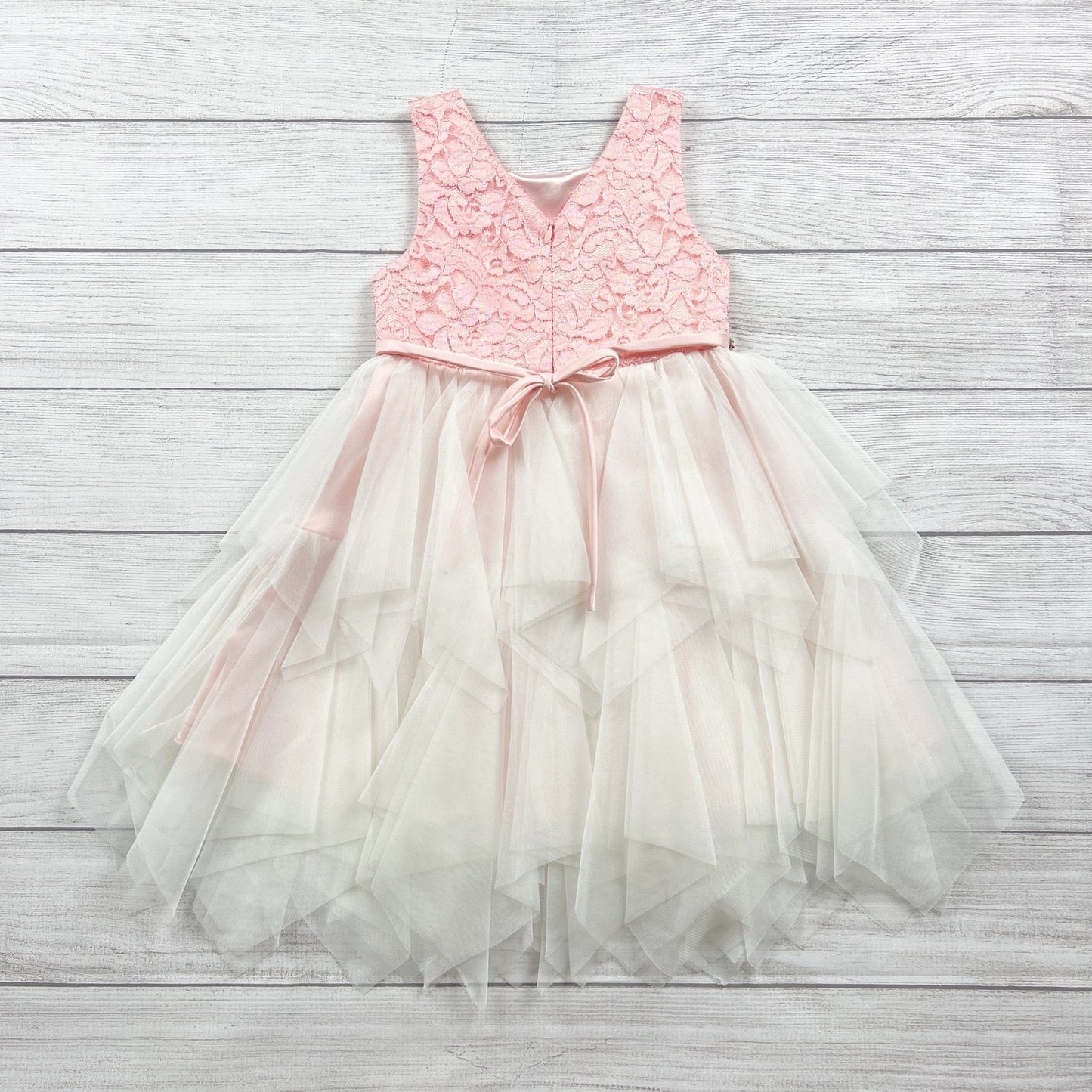 American Princess Girls Pink Floral Lace Tulle Party Dress 6