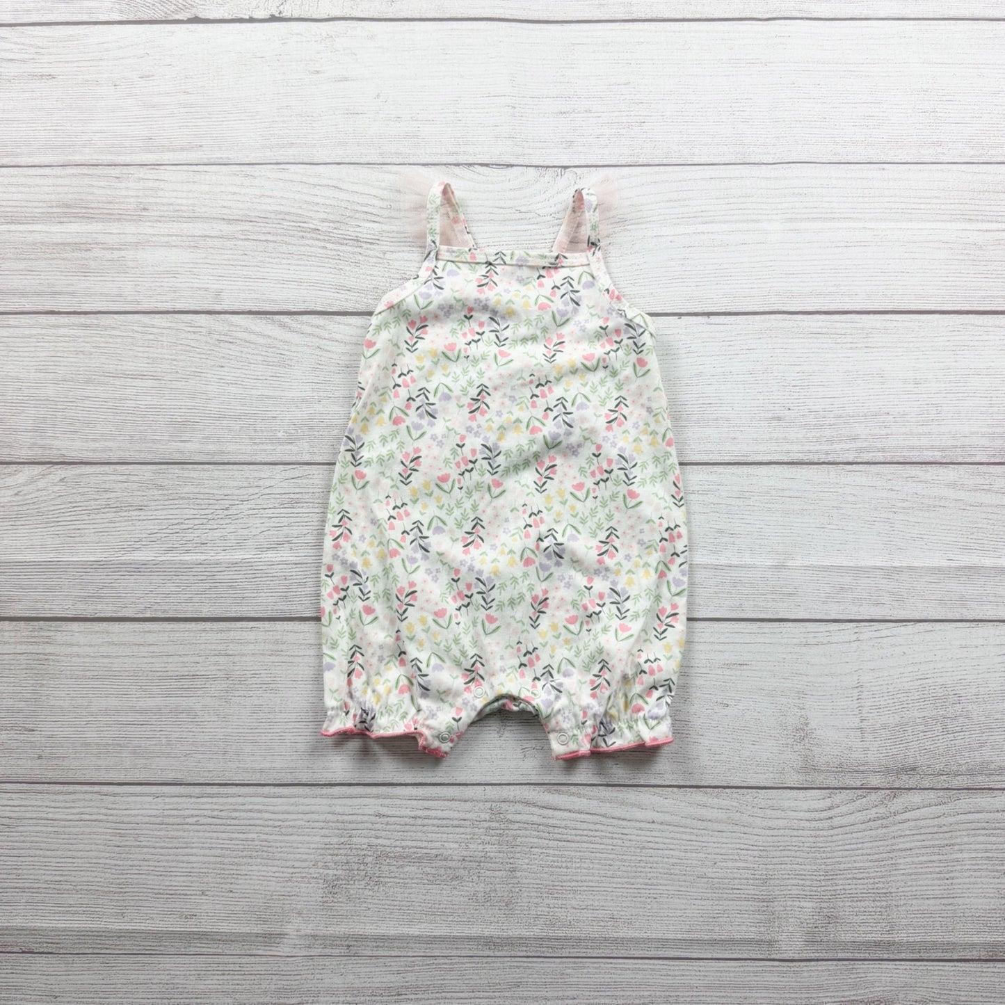 Chick Pea Baby Romper Sleeveless Floral Print Pastel 6-9 Months