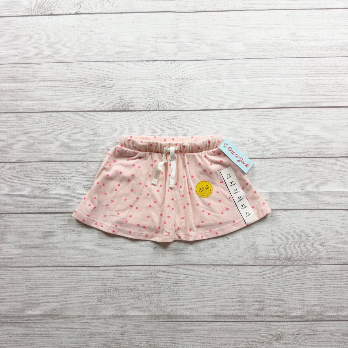 Cat & Jack Baby Girl Pink Heart Print Skirt Skort Built-In Shorts NWT 2T