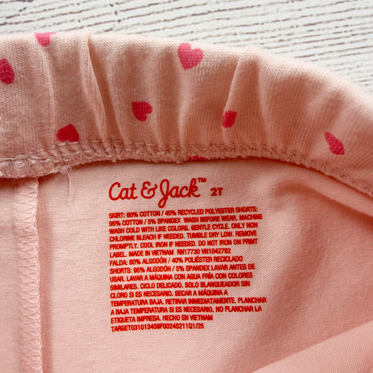 Cat & Jack Baby Girl Pink Heart Print Skirt Skort Built-In Shorts NWT 2T