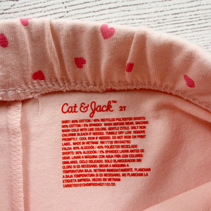 Cat & Jack Baby Girl Pink Heart Print Skirt Skort Built-In Shorts NWT 2T