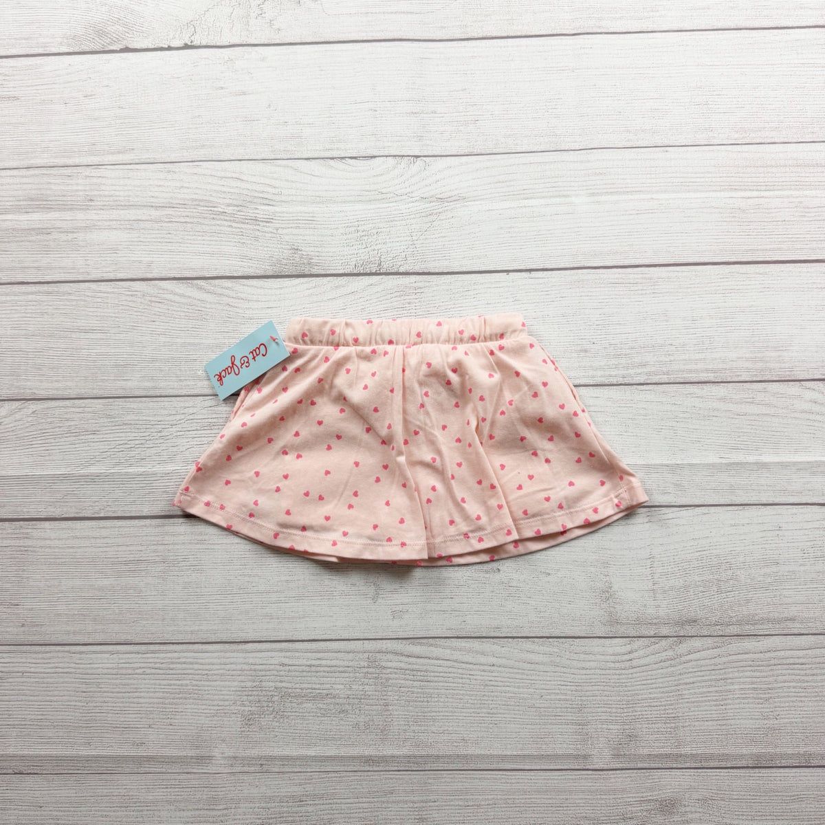 Cat & Jack Baby Girl Pink Heart Print Skirt Skort Built-In Shorts NWT 2T