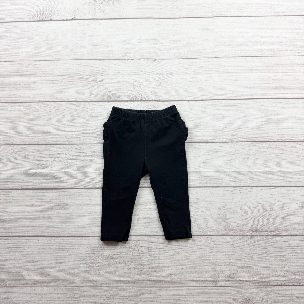 Old Navy Baby Girls Black Stretch Leggings Ruffle Details 6-12 Months