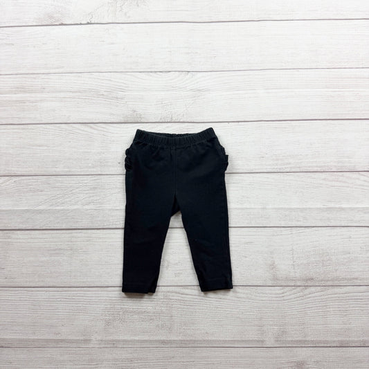 Old Navy Baby Girls Black Stretch Leggings Ruffle Details 6-12 Months