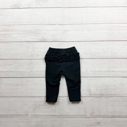 Old Navy Baby Girls Black Stretch Leggings Ruffle Details 6-12 Months