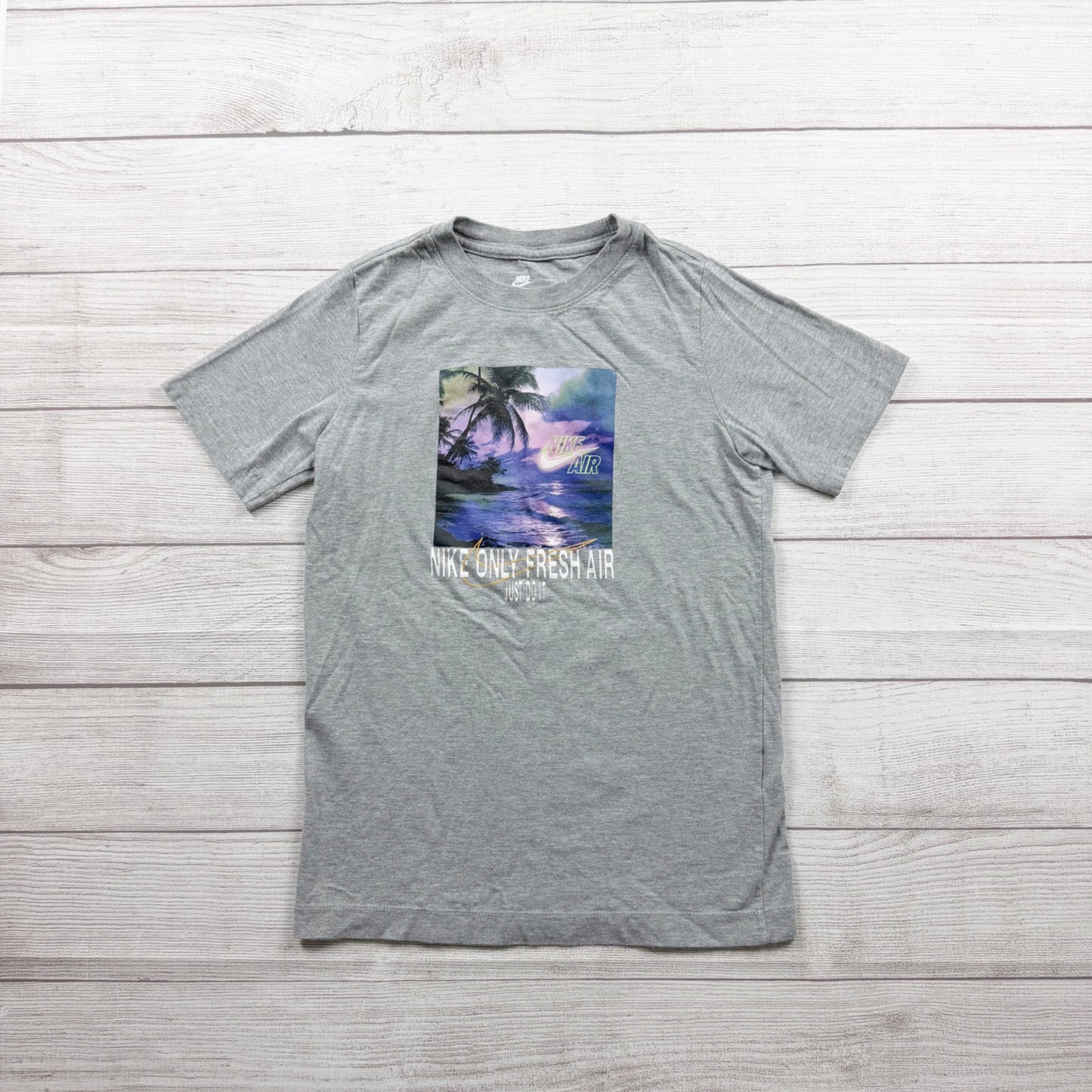 Nike Boys Graphic Tee Gray "Only Fresh Air" Short Sleeve M 10-12