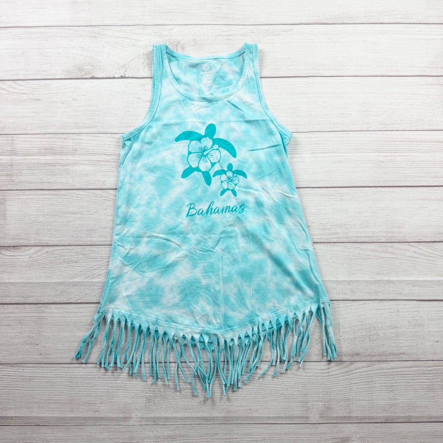 JoAnns Fringe Hem Tie Dye Bahamas Swim Cover Up Tank Dress Girls 8