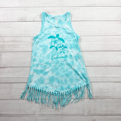 JoAnns Fringe Hem Tie Dye Bahamas Swim Cover Up Tank Dress Girls 8