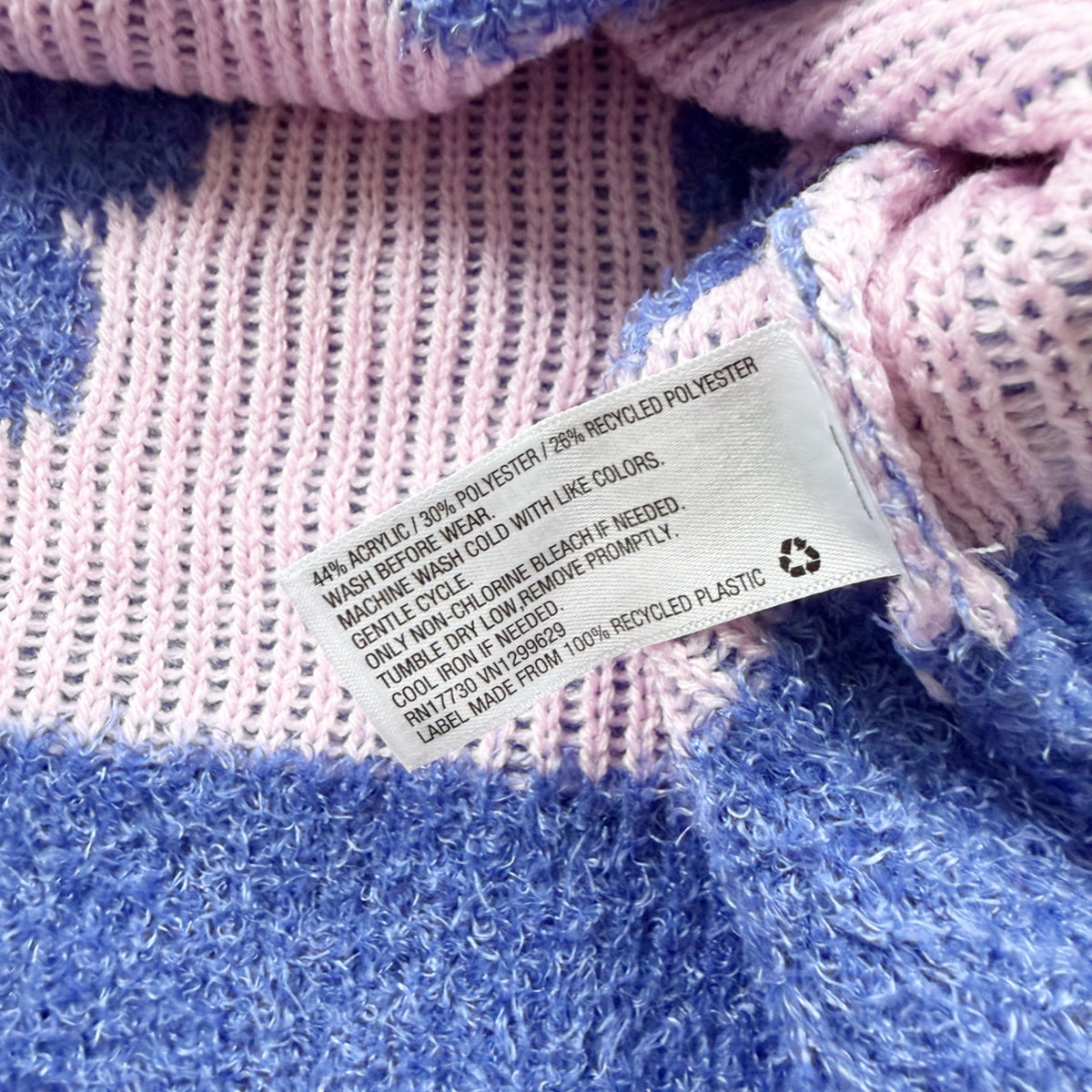 Art Class Girls Blue Pink Floral Fuzzy Knit Sweater NWT L 10-12