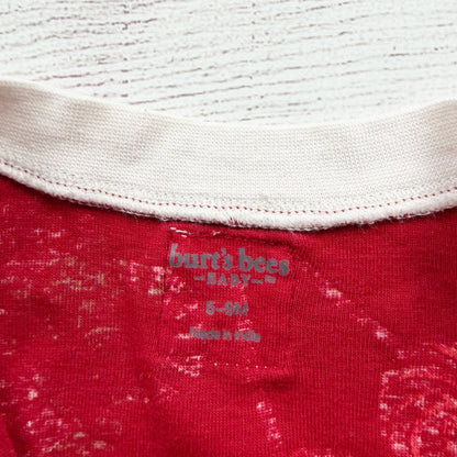 Burts Bees Baby Holiday Christmas Footed Pajamas Red Cocoa Print 6-9 Months