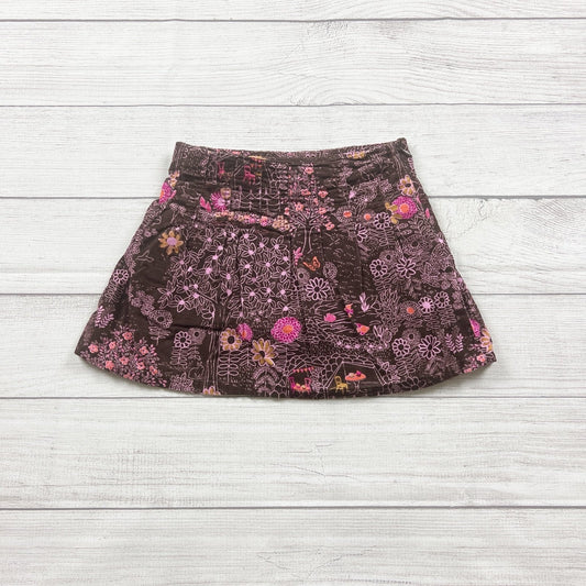 Lands’ End Girls Skort Brown Floral Print Side Zipper Corduroy Skirt 5