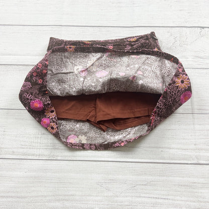 Lands’ End Girls Skort Brown Floral Print Side Zipper Corduroy Skirt 5