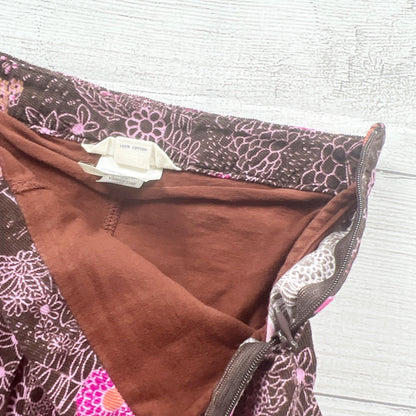 Lands’ End Girls Skort Brown Floral Print Side Zipper Corduroy Skirt 5