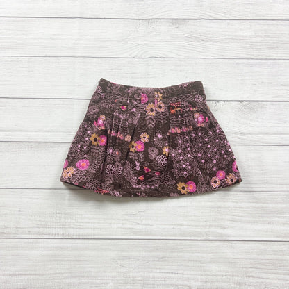 Lands’ End Girls Skort Brown Floral Print Side Zipper Corduroy Skirt 5