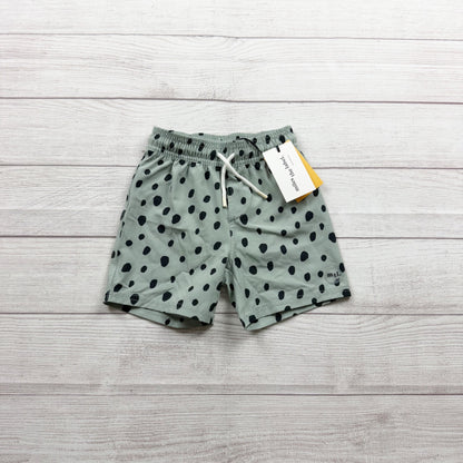 Miles The Label Kids Swim Shorts Green Black Dot Drawstring Elastic NWT 4