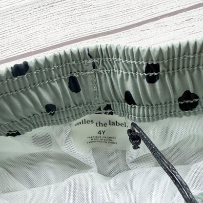 Miles The Label Kids Swim Shorts Green Black Dot Drawstring Elastic NWT 4