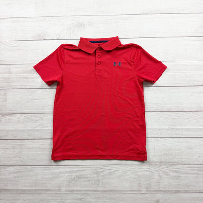 Under Armour HeatGear Polo Shirt Loose Youth Red Short Sleeve Boys M